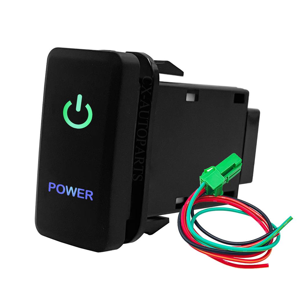 12V Winch Power Green Blue Button Switch Car LED Light Bar Compressor Aux ON OFF For Toyota Tacoma FJ Cruiser Highlande Hilux