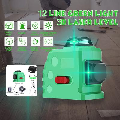 12 Line 3D Green Light Laser Level 360 Horizontal Vertical Cross Self-Leveling Measure Super Powerful Laser Beam