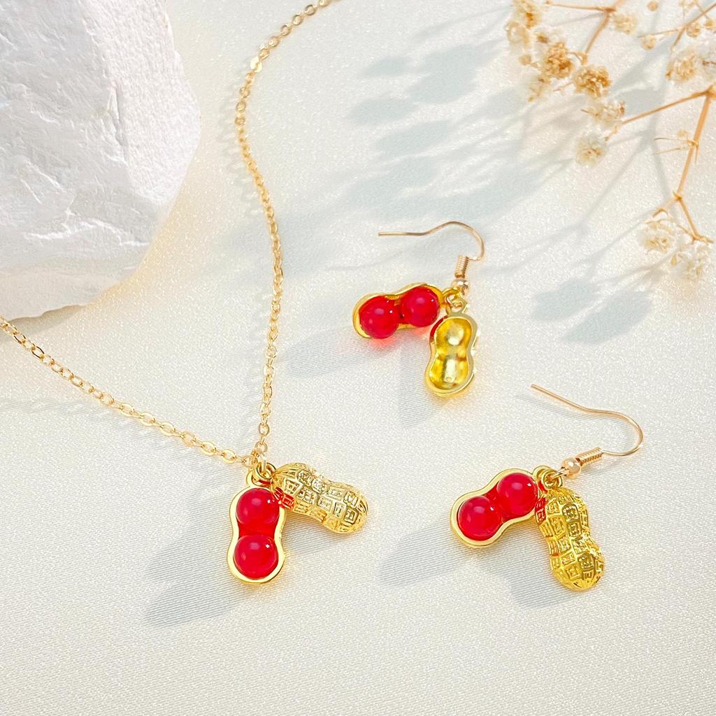 Diamond and Pearl Geometric Flower Jewelry Set - Necklace and Earrings for Women