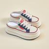 Summer Half-support White Shoes New Style for Female Students Thick Sole Heightened Mesh Breathable and Casual