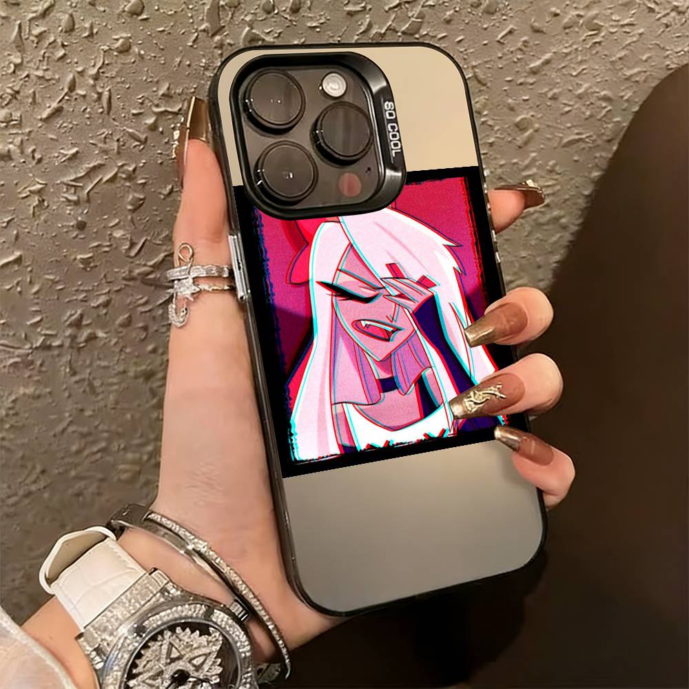 H-hazbin hotel V-veggie Phone Case For iPhone 17,16,15,14,13,12,11 Plus,Pro Max,XS,Colorful Silver Black Cover
