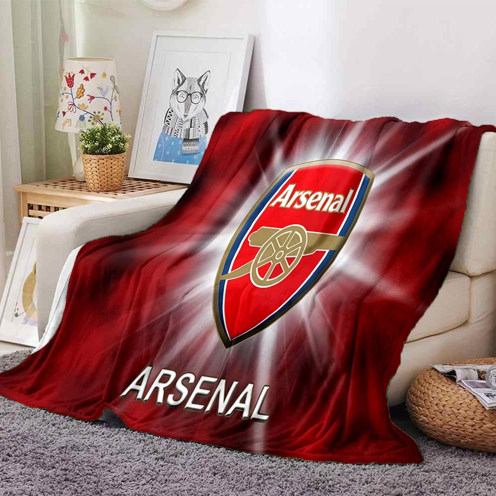 Coperta in Flanella con Stemma dell'Arsenal Football Club, Poliestere Morbido, Design Moderno, Per Tutte le Stagioni per Campeggio, Viaggi, Regali per Feste o Compleanni