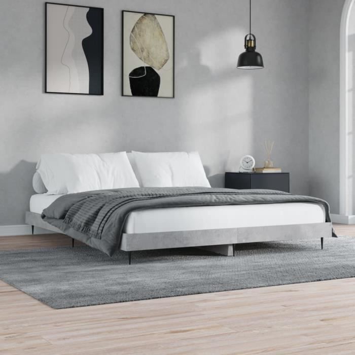 VidaXL Bed Frames Concrete Grey 160x200 Cm Engineered Wood 832233