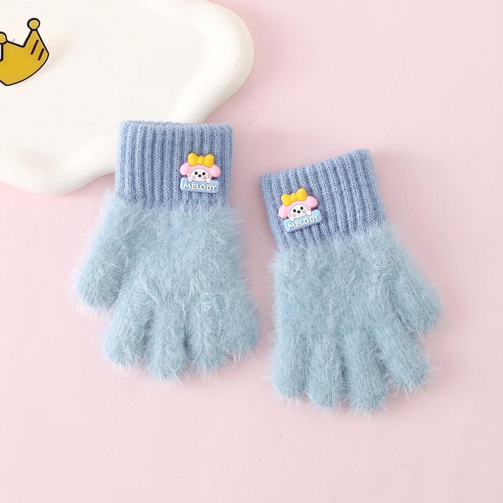 Luvas de Inverno Infantis Fofas de Urso Estilo Coreano - Quentes, À Prova de Frio, Design de Cinco Dedos para Meninos e Meninas