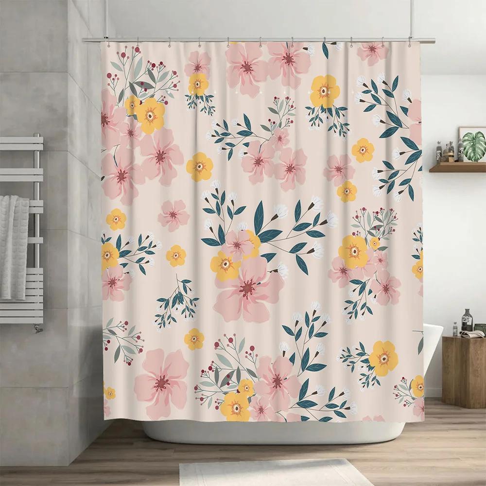 Modern Bathroom Shower Curtain Decorative Printed Waterproof Fabric Bath Liner