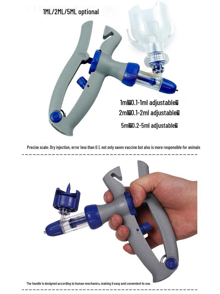 Adjustable 2/5ml Veterinary Continuous Injection Syringe for Livestock