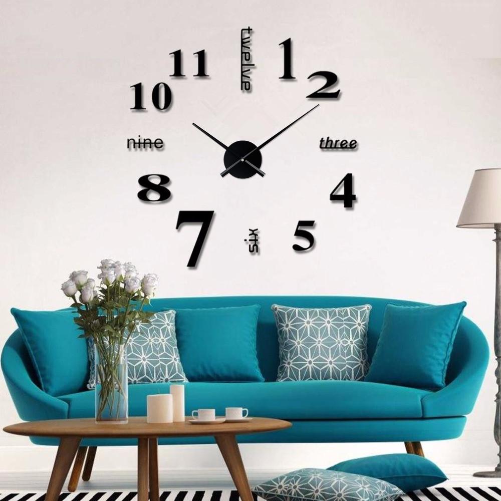 Acrylic 3D Digital Wall Clock, DIY Wall Sticker for Home & Living Room Decor