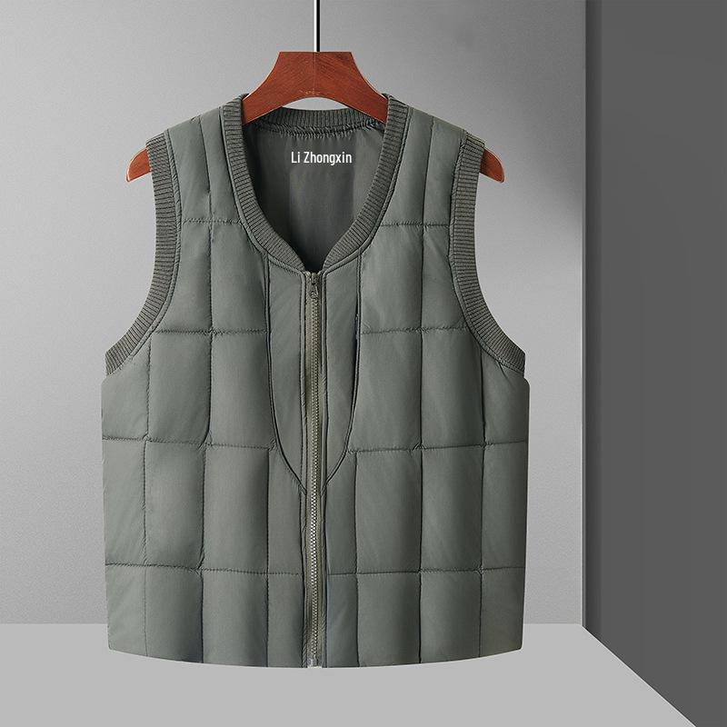 

Men s Thickened Warm Padded Vest for Middle-aged and Elderly, Zippered Gilet, Winter Cold Protection, Dad s Wear 4XL армія зелений колір