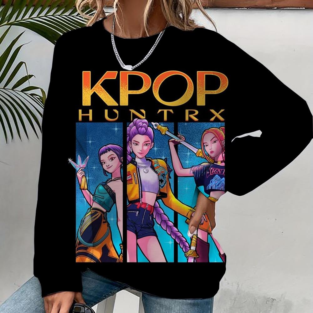 Modă Nouă Mânecă Lungă Gât Rotund Anime K-Pop Vânătorii de Demoni Hanorac Imprimat Sweatshirt Street Wear Femei Sweatshirt Huntrix Kpop