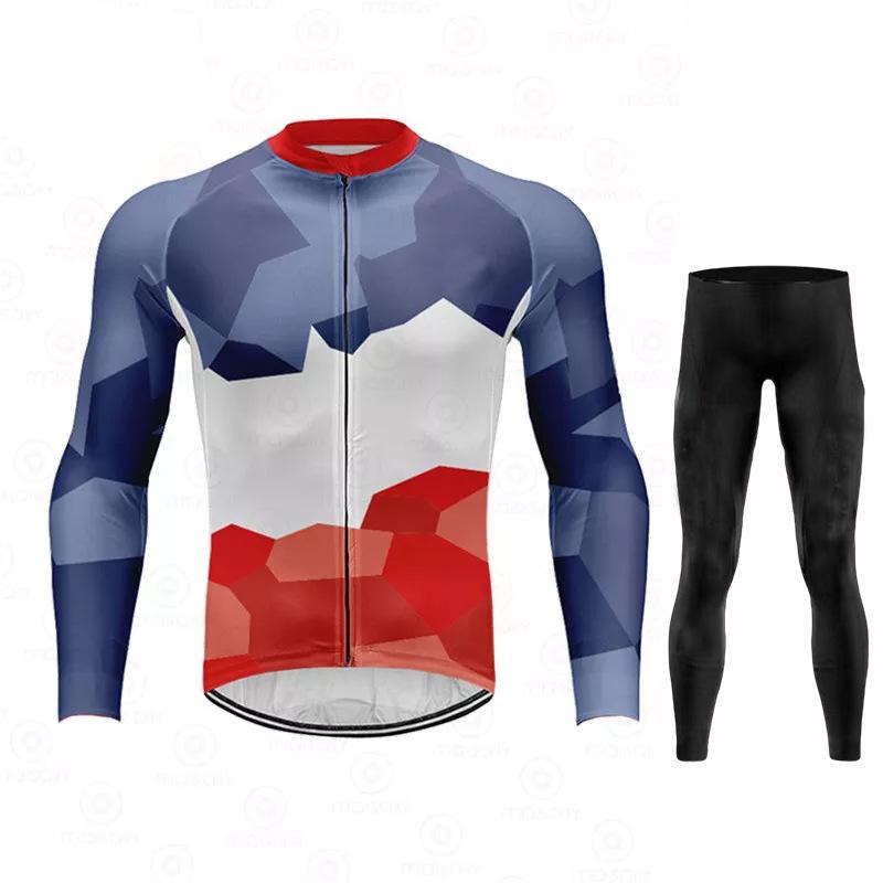 Long Sleeve Set Plaid Fleece Tour De France Riding Suit Winter Outdoor Tour De France Bike 2026 Autumn Breathable Suit Riding Suit XS