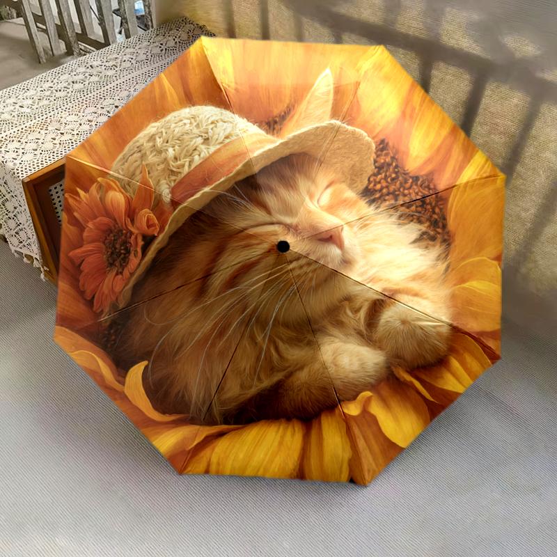 1 PC Automatic Folding Umbrella - Cartoon Pattern, Portable & Foldable Design with 8 Ribs, Christmas Birthday Gifts