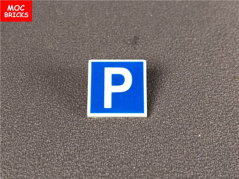 Non-Toxic 50Pcs/Lot Road Sign With Clip-On Stop Bus Station Thoroughfare Construction Worker Building Blocks Figure Diy Toys Kids Gifts