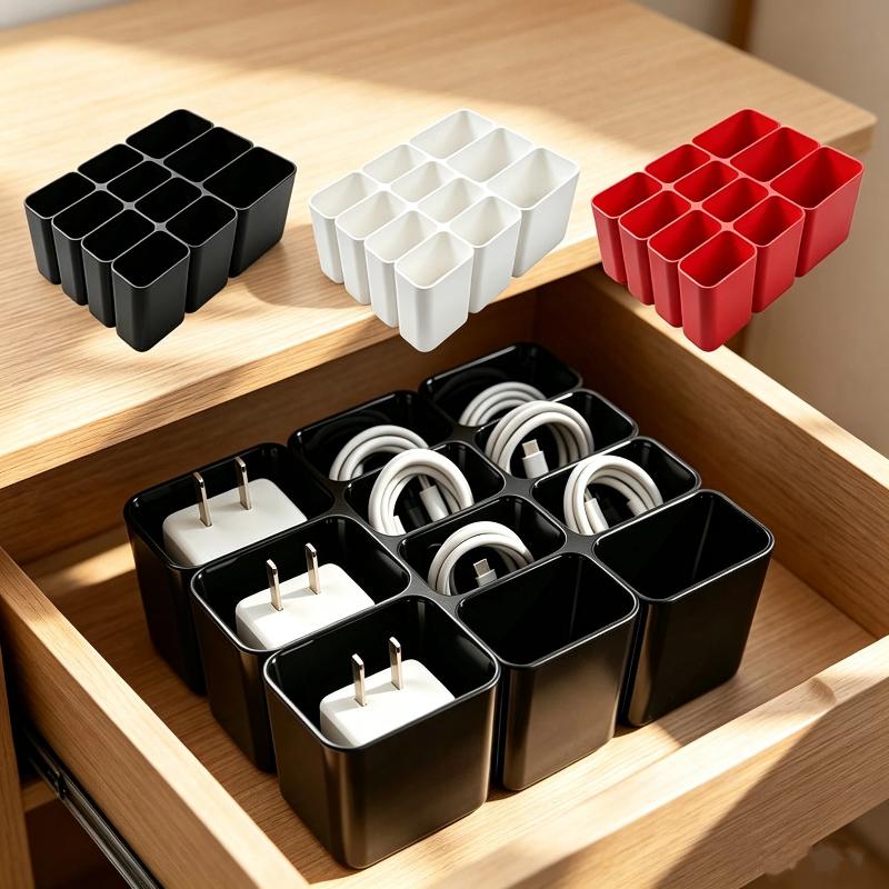 Portable Charger Cable Storage Box Sturdy Plastic Anti-Lost Organizer for Office Drawer Travel Business Trip