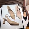 Baotou sandals new French retro pointed thick heel high heels empty women's professional single shoes