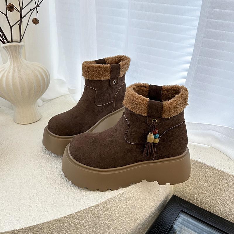 Women's Soft Elastic Winter Warm Cold Padded Snow Boots Thick Soles Non-slip Wear Outdoor Leisure Sports Furry Mouth Cotton Boots