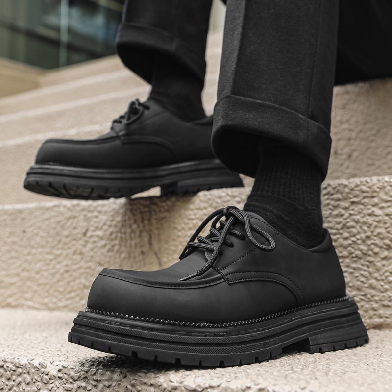 Hot Selling Cowhide Height Increasing British Shoes Europe America Men's Hiking Shoes Massage Soles Men's Casual Work Shoes