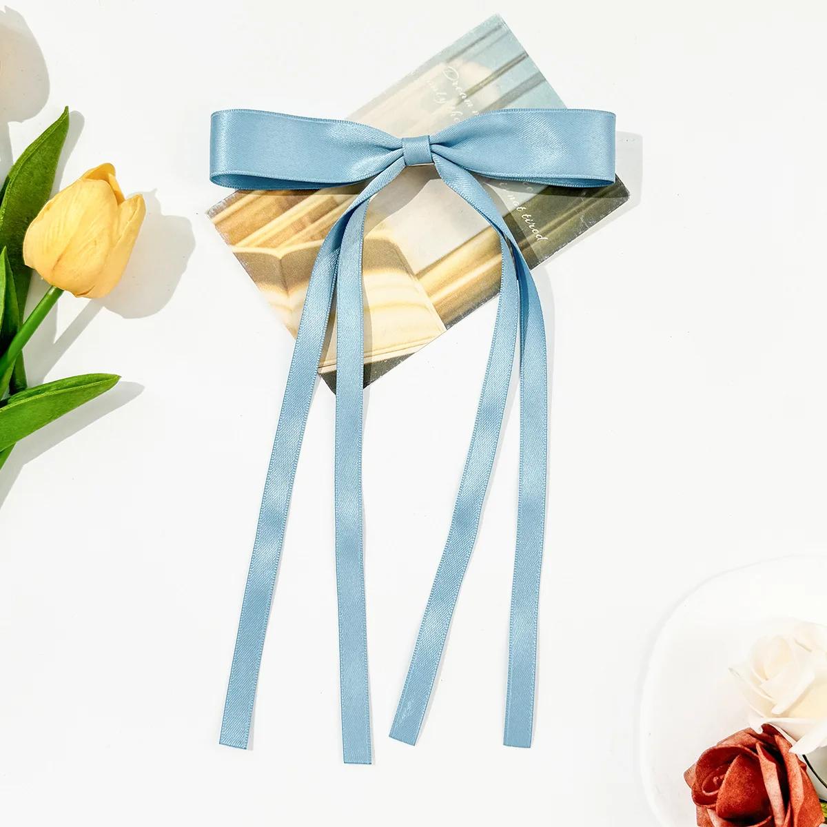

Solid Color Satin bow hair clip for woman elegant temperament long ribbon hairpin fashion girl hair pin hair accessories