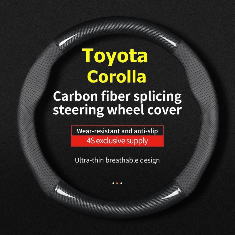 For Toyota Corolla Steering Wheel Cover Leather Carbon Fiber Fit 1.6L GL 1.8L 2.0L CVT GL-i GLX-i 2009 GL-S GLX-S 2011 2012 2013