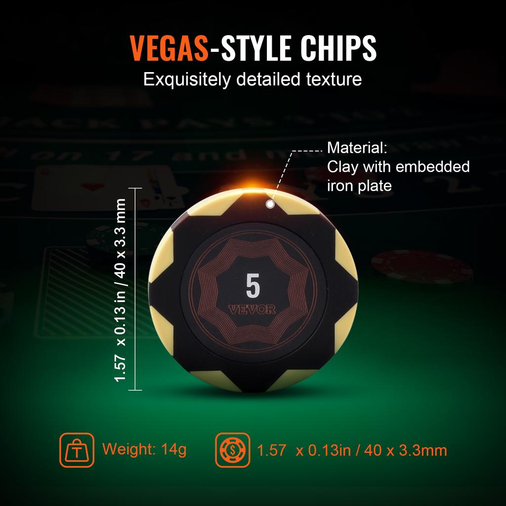 SucceBuy Poker Chip Set Complete Poker Playing Game Set with 14 Gram Casino Clay Chips Cards Buttons and Dices for Texas Hold'em