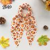 Elastic Hair Bands for Thick Fall Pumpkin Maple Leaf Tie Women, Bow Knot Ribbon Ponytail Skin Friendly Fabric Ties Holder, Soft Accessory Thanksgiving