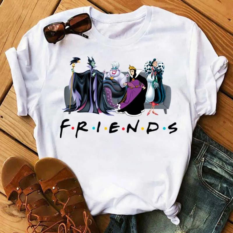 Disney Men Tshirts Fashion Villain Queen Collection Tshirt 90s Ladies Friends Tshirt Kawaii Summer Short Sleeves T Shirt Women