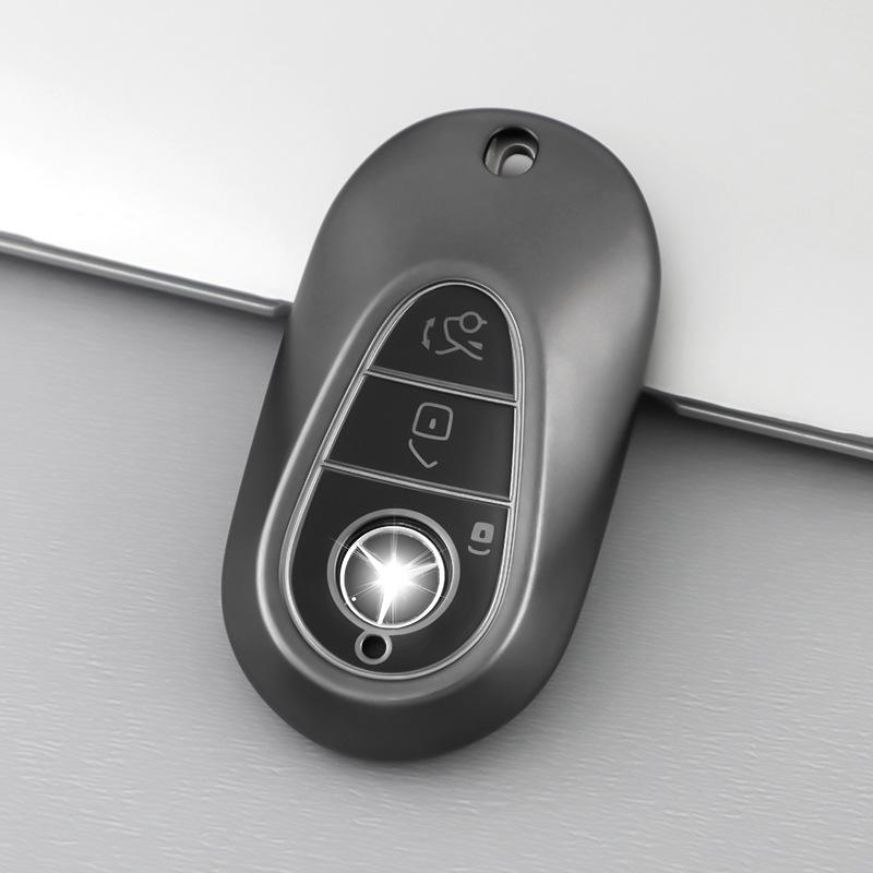 Voor Mercedes Benz Sleuteletui C24 C260L C200L Nieuwe S400 Maybach Eqe Glc Titanium Grijs Hoesje Met Gesp gray