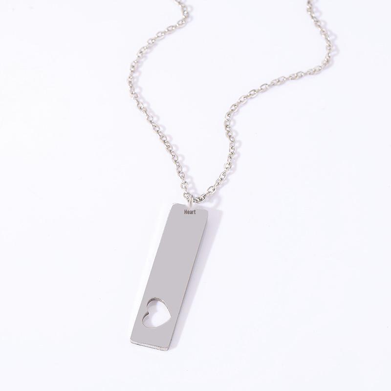 Stainless Steel Hollow Heart Engraved Necklace with UV Color Printing