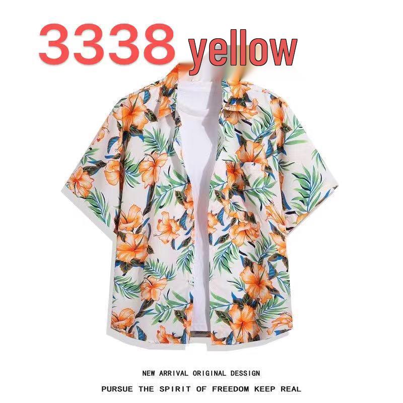 Unisex Summer Floral Short Sleeve Shirt - Hainan Sanya Travel & Casual Hong Kong Style Fashion