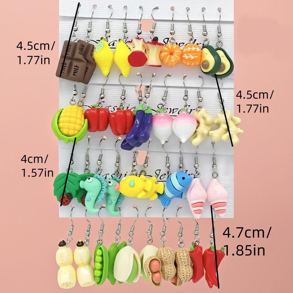 20Pairs Colorful Simulated Vegetable Earring Resin Dangle Earrings Set  Gift