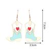 Retro Acrylic Pink Blue Cowboy Boots Drop Earrings for Women Cute Heart Flame Gold Color Shoe Dangle Earring Y2k Fashion Jewelry
