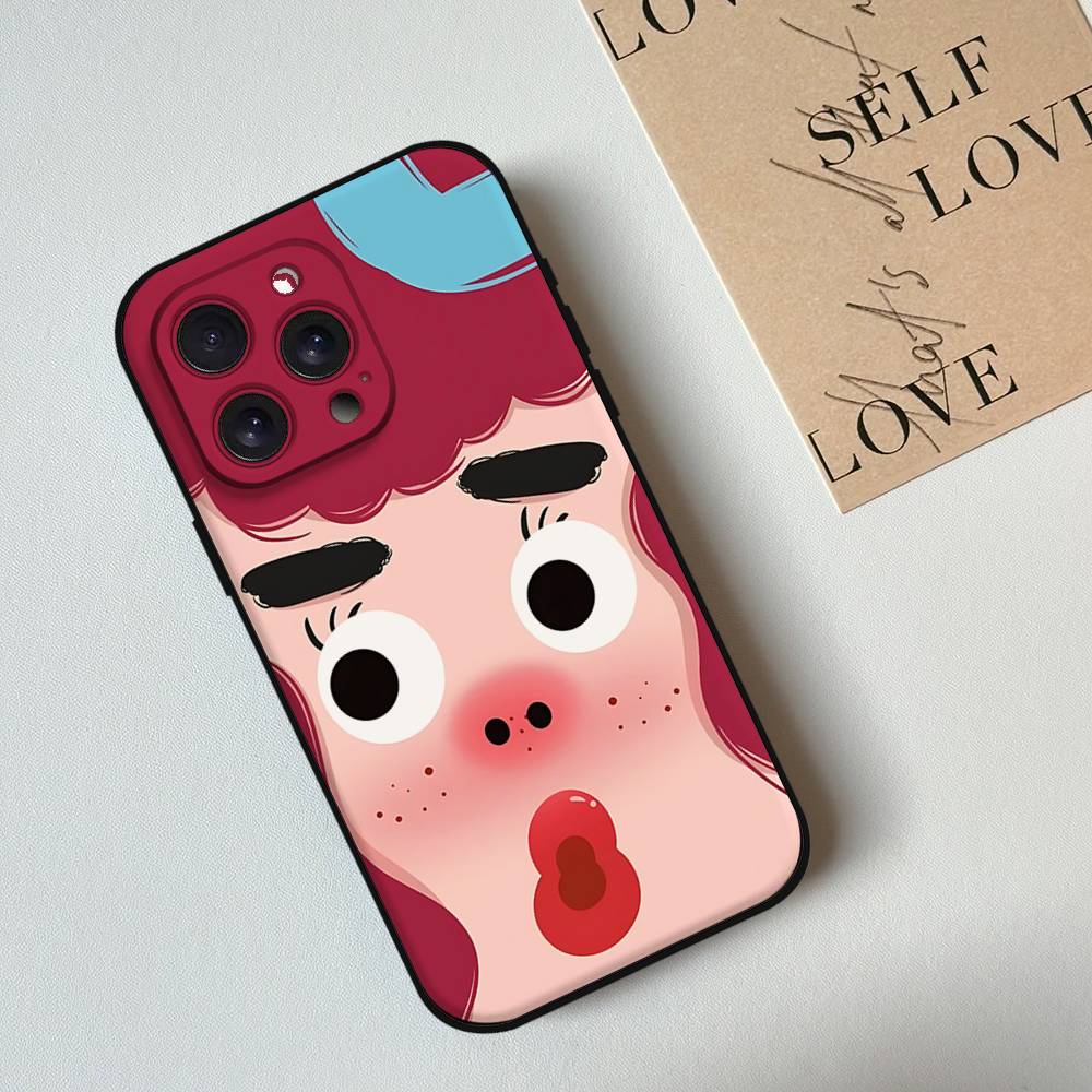 Cartoon Chubby Girl Phone Case Phone Case For Iphone 17 16 15 11 13 14 Pro Max X Xr Xs Max 12mini Black Shell Cover Case
