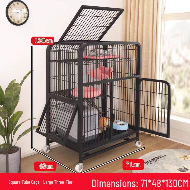 Large Double-Layer Indoor Cat Villa: Space-Saving, Portable Cage with Nest