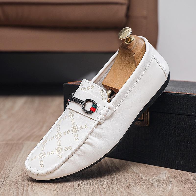 

Doudou shoes men s summer new one-pedal lazy business casual leather shoes 44 белый