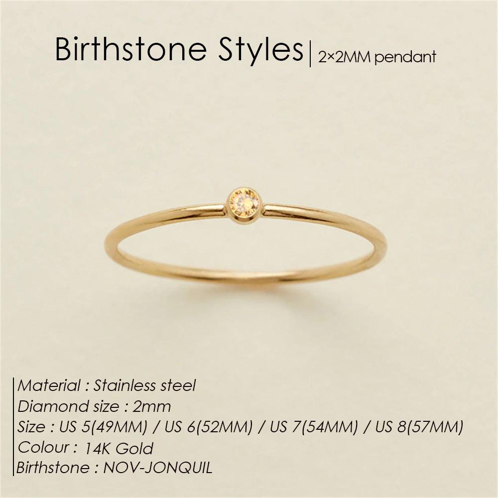 eManco Stainless Steel Birthstone Ring  Gold Color Simple Fashion Style For Women Festival Party Gift