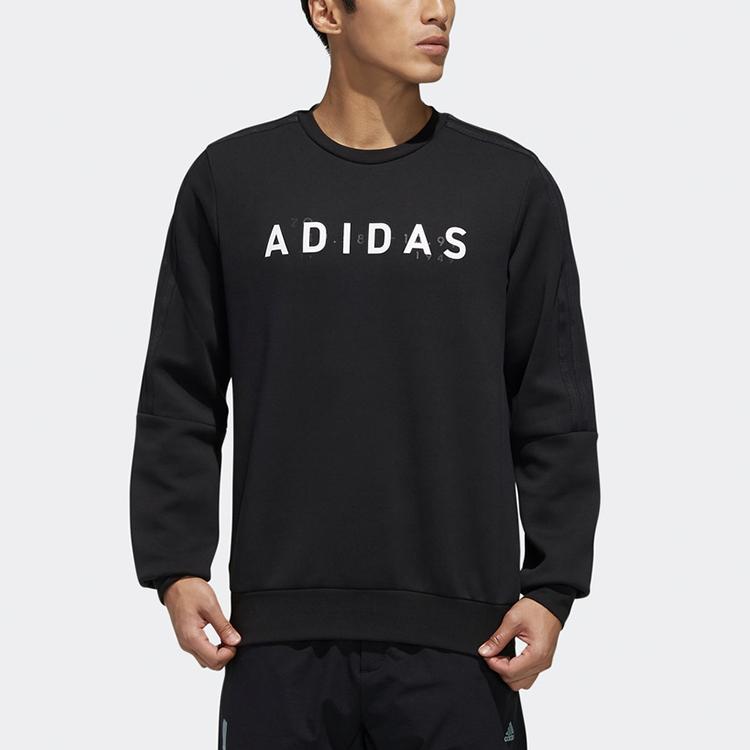 Adidas Logo Print Sport Pullover Sweatshirt Men Sweatshirt Black FM9377