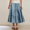 Women's Fashionable Retro Button High Waisted Long Denim Skirt