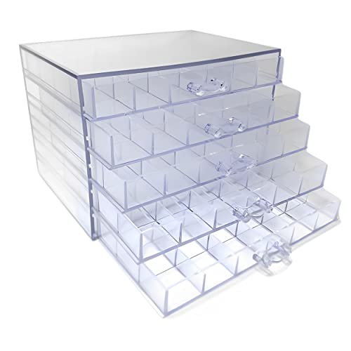 East Leaf Bead Cabinet, Nail Storage Box, Small Organizer, Accessories, Small Organizer [5 Tiers, 120 Grids, Clear Acrylic, 21.5x14.5x15cm]