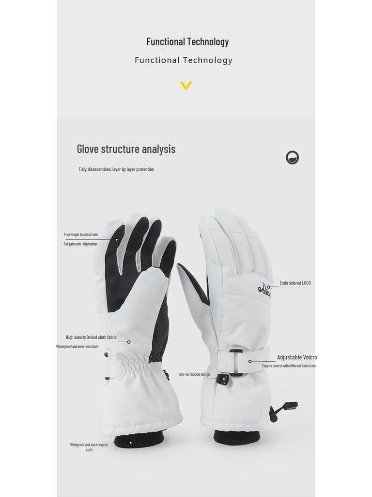 Oddivski Adult Touchscreen Ski Gloves - Waterproof, Warm, and Protective for Men and Women in Snow Sports.