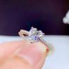 Heart-Shaped Imitation Moissanite Diamond Open Ring for Women