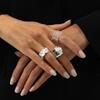Heart Shaped Joint Rings Inlaid Pearls Women Jewelry Vintage Wide Ring Set  Party