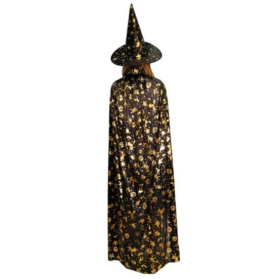 Halloween-Umhang, feine Verarbeitung, Cosplay-Kostüm, Anzieh-Sternmuster-Hut für Halloween-Weihnachtsfeiern