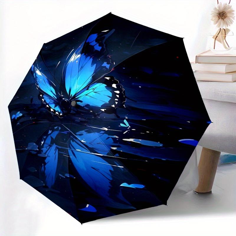 

Glowing Blue Butterfly Umbrella with Glowing Wings - Automatic Open/Close, 8-Rib Sturdy Frame, Compact Foldable Design, Durabl Iron&8K