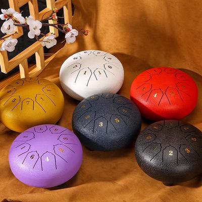 Tambor de Lengüetas de Acero Etéreo: Handpan Sánscrito de 6-14 pulgadas para Adultos y Principiantes