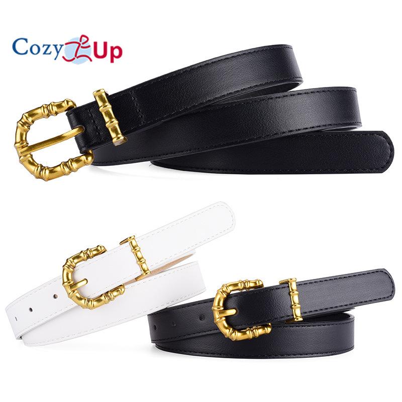 Slub Gold Buckle PU Firming PU Belt Slim Windbreaker Jeans Outer Waist Belt