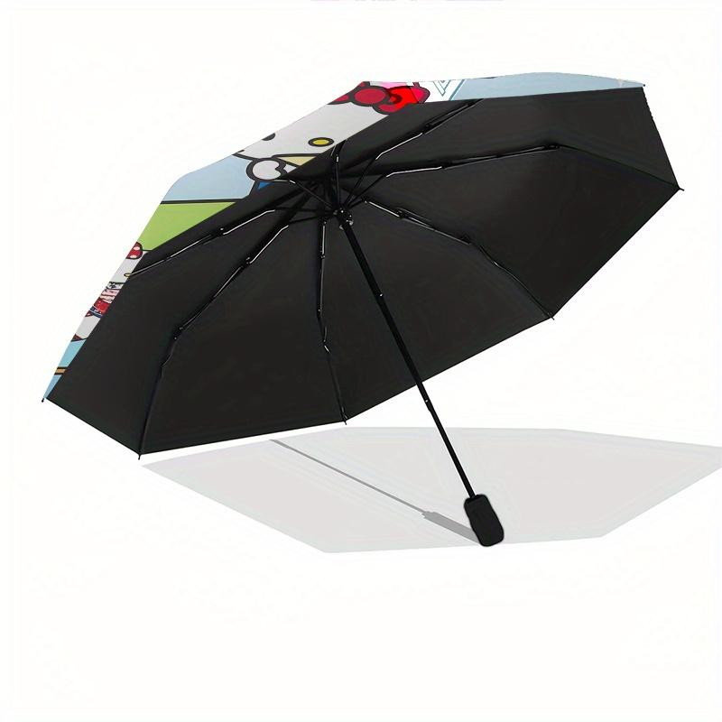 Hello Kitty,Painting Automatic Folding Umbrella-Simple 8-Rib Design, Bright Cartoon Pattern, Durable Iron Frame, Suitable For Travel, Outdoo