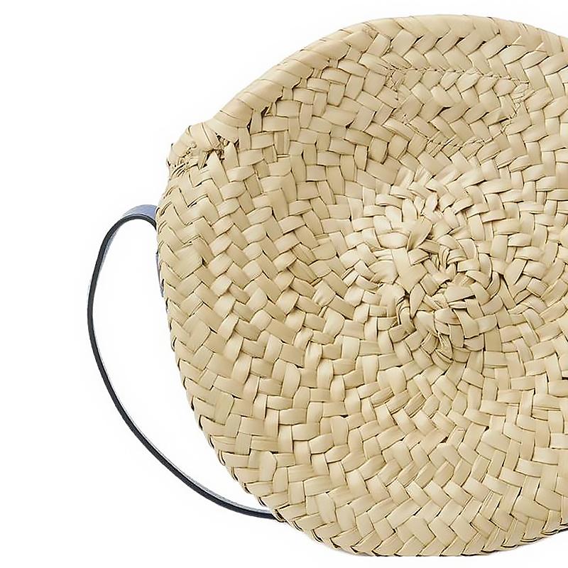 Chloe Marcie Verstellbarer Riemen Handgewebt Rattan Und Kalbsleder Umhängetasche Damen taschen Blau CHC23-SS736I32-484