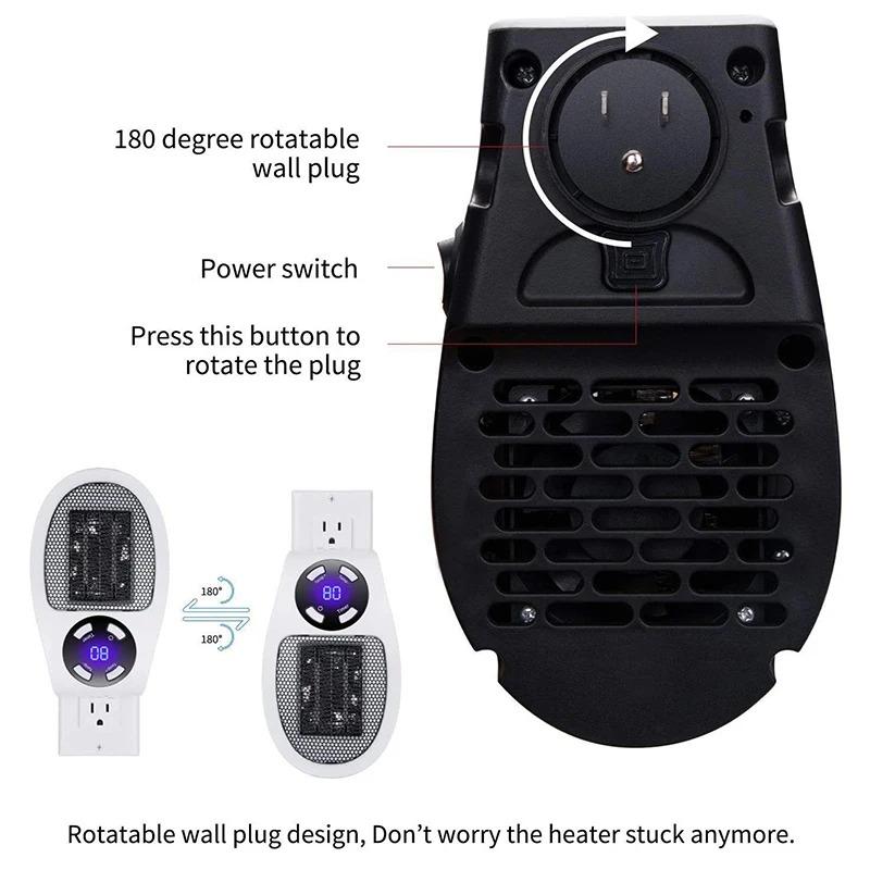 Portable Electric Wall Heater for Office Room Mini with Remote Control Fast Heating Radiator Warmer Plug-in