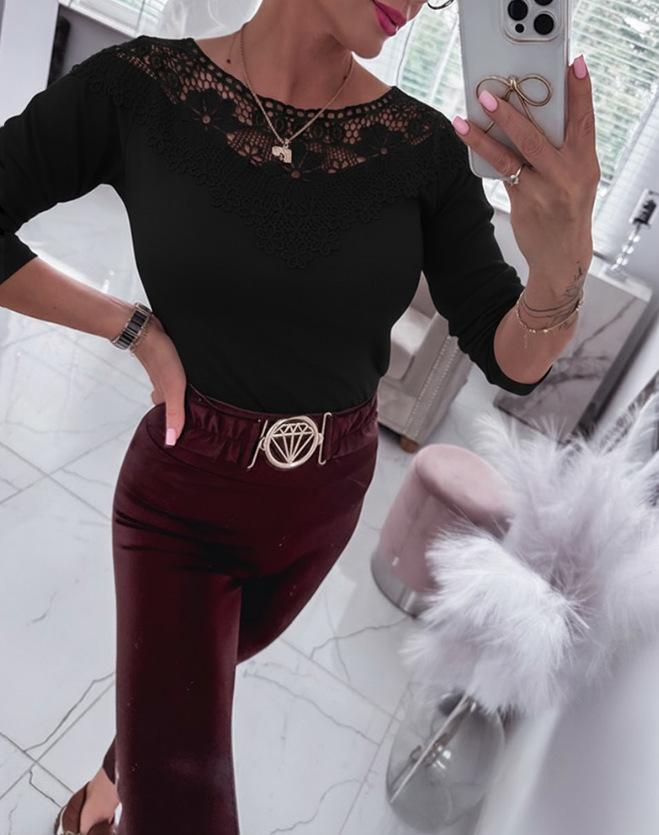 Lace Patchwork Long Sleeve T-Shirt (2025)