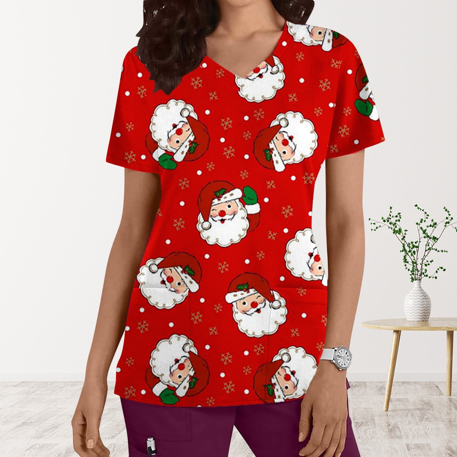

Women Short Sleeve Uniform for Women s Medical Uniforms Fashions Christmas Prints S