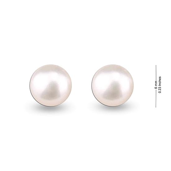 LeCalla S925 Sterling Silver Jewelry 6 MM Simulado Pérola Brincos de pino para mulheres